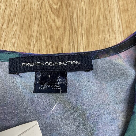 FRENCH CONNECTION BLOUSE TANK TOP COLORFUL ARTSY ABSTRACT LAYERING V-NECK SIZE S - Picture 3 of 7